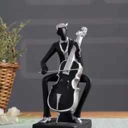 Tayhaa Black & Silver Resin Musician Playing Violin Showpiece-image-54