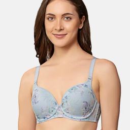 Triumph Blue Floral Full Coverage T-Shirt Bra-image-67