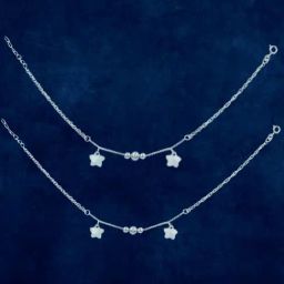 Taraash 92.5 Sterling Silver Star Charm Anklet for Women - Set of 2-image-54