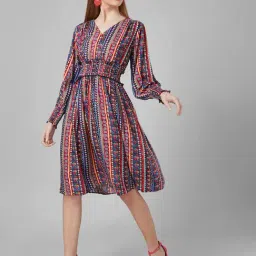 Style Quotient Multicolor Printed Fit & Flare Dress-image-4
