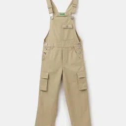 United Colors of Benetton Kids Beige Cotton Regular Fit Dungaree-image-43