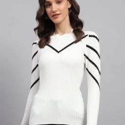 Monte Carlo Off White & Black Regular Fit Sweater-image-101