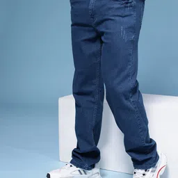 HERE&NOW Men Straight Fit Cat Scratches Light Fade Stretchable Jeans-image-90