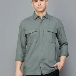 Code by Lifestyle Olive Cotton Regular Fit Shacket-picture-47