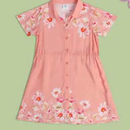 MINIKLUB Kids Peach Floral Print Shirt Dress-picture-10