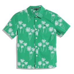 Tommy Hilfiger Kids Green Palm Printed Slim Fit Shirt-image-4