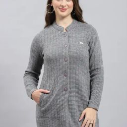 Monte Carlo Grey Self Design Coat-image-4