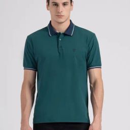 Red Tape Green Regular Fit Self Pattern Polo T-Shirt-image-86