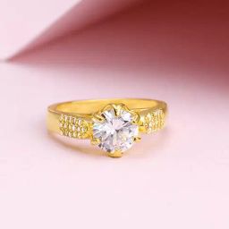 GIVA 925 Sterling Silver Golden Solitaire Beauty Ring Fixed Size For Women-image-89