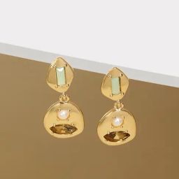 Zaveri Pearls Gold Tone Pearls & Artificial Stones Contemporary Drop Earring-ZPFK16802-19