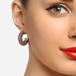 Zaveri Pearls Multicolor Dazzling Austrian Diamonds Contemporary Semi Hoop Hoop Earring-ZPFK16803-26