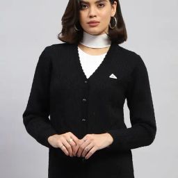 Monte Carlo Black Wool Self Design Cardigan-25