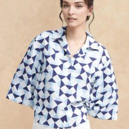 RAREISM Blue Polyester Geometric Shirt-image-32