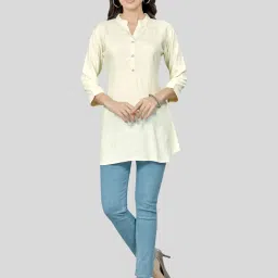 Saree Swarg Cream A-Line Short Kurti image 4