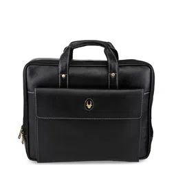 WildHorn Men Black Solid Genuine Leather 14 Inch Laptop Bag-image-95