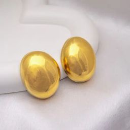 Perfectly Average Large Oval Studs Gold-32