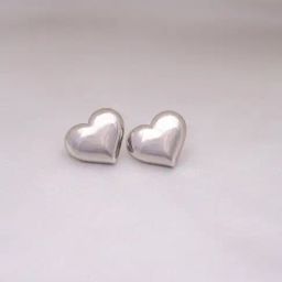 Perfectly Average Heart Shaped Studs Silver-23