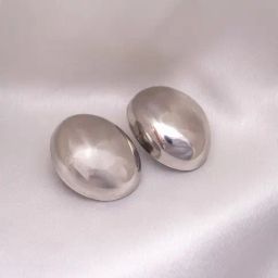 Perfectly Average Large Oval Studs Silver-43