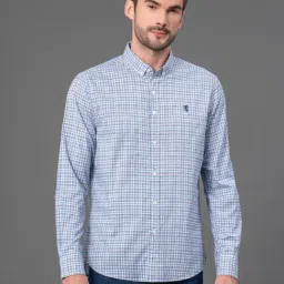 Red Tape Blue Cotton Polyblend Checks Regular Fit Casual Shirt-image-6