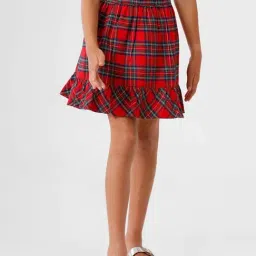 Kate & Oscar Kids Red & Blue Chequered Skirt-image-25