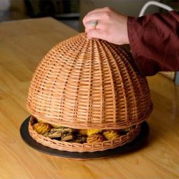 Peepul Tree Brown Willow Wicker & Wood Serving Platter With Lid-26
