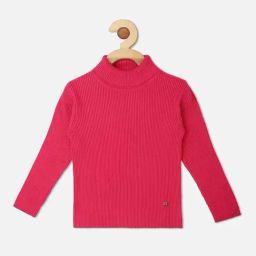 Vitamins Girls Poppy Pink Self Full Sleeves Flat Knit Top-image-31