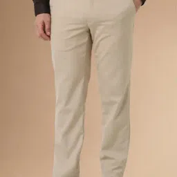 Peter England Beige Slim Fit Trousers-picture-32
