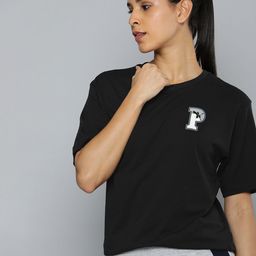 Puma Brand Logo Printed Drop-Shoulder Sleeves Pure Cotton T-shirt-image-34
