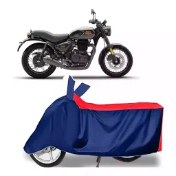 Auto Pearl Two Wheeler Cover with Bag for Royal Enfield Hunter 350, Red & Blue-image-94