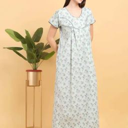 Sweet Dreams Pista Green Cotton Printed Night Gown-picture-34
