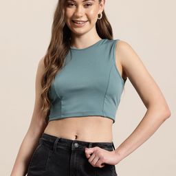 HERE&NOW Princess Paneled Styled Back Tie-Up Crop Top-image-32