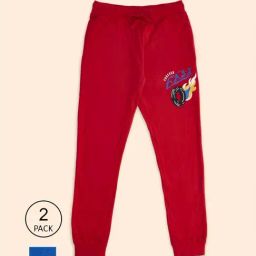 Pantaloons Junior Blue & Red Cotton Printed Trackpants (Pack of 2)-38