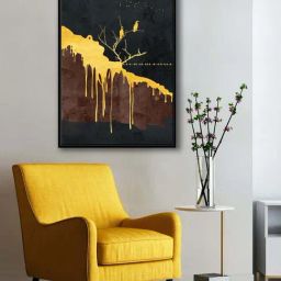 999Store Multicolor Canvas Golden Tree With Sitting Bird Canvas Wall Painting-13