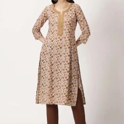 Saffron Threads Beige Printed Straight Kurta-image-21