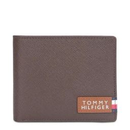 Tommy Hilfiger Brant Brown Leather Textured Bi-Fold Wallet-image-88