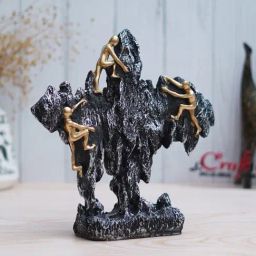 eCraftIndia Black Polyresin  3 Men Climbing on Rock Mountain Climbers Showpiece-image-79