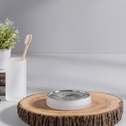 Pure Home and Living White & Silver-Toned Solid Glass Moderno Soap Dish-image-37