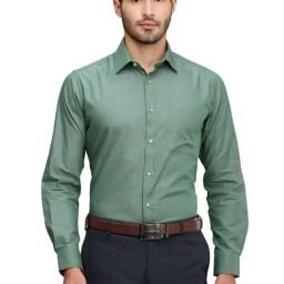 Raymond Green Cotton Slim Fit Shirt-image-76