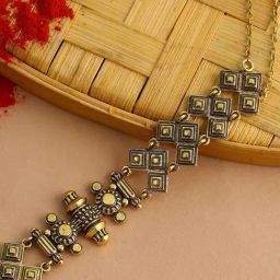 Voylla Temple of Love Lattice Pattern Choker Necklace-image-7