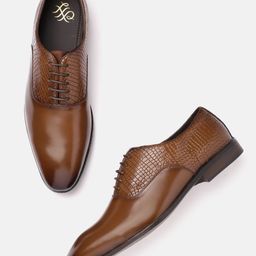 House of Pataudi Men Textured Formal Oxfords-image-75