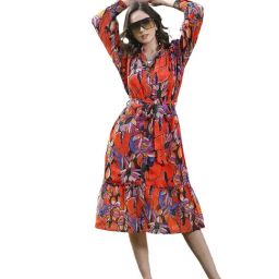 Melon by PlusS Orange Printed A Line Dress-image-32