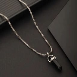 Aatmana Men Silver-Toned & Black Silver-Plated Pendant Necklace-image-72