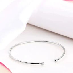 Timeless Elegance 925 Sterling Silver Rhodium-Plated Plain Bracelet-image-16