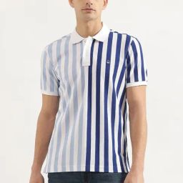 United Colors Of Benetton Blue Relaxed Fit Striped Polo T-Shirt-image-39