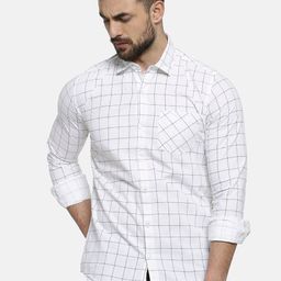 Campus Sutra Men White & Grey Regular Fit Checked Casual Shirt-image-39