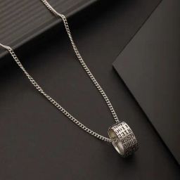 Aatmana Men Silver-Plated Ring Pendant Chain-image-35