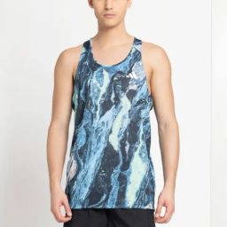 Adidas Blue Regular Fit Printed Tank Tee-image-86