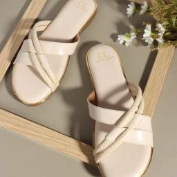 Carlton London Women's Cream Cross Strap Sandals-image-12