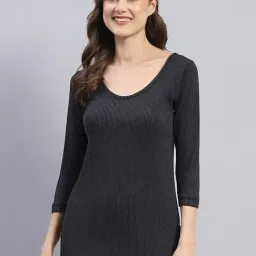 Monte Carlo Black Cotton Blend Solid 3/4th Sleeve Thermal Vest-picture-3