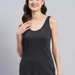 Monte Carlo Black Cotton Blend Solid Sleeveless Thermal Vest-picture-2